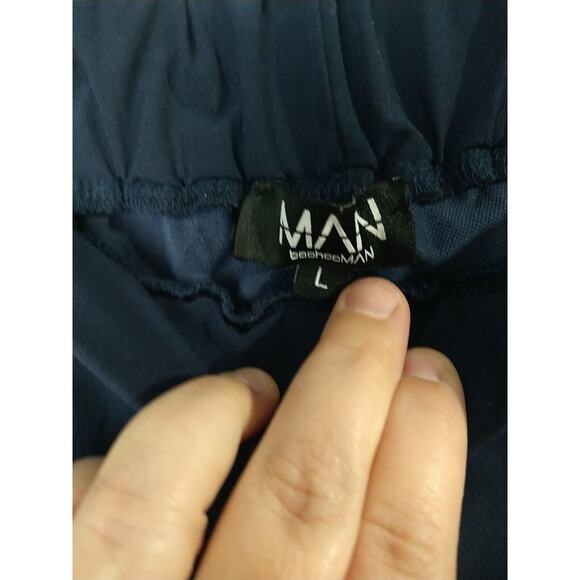 Boohoo Men's L Pants Technical Slim Fit Stretch Cargo Blue - Picture 7 of 10